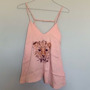 Karina Grimaldi Leopard Graphic Pink Silk Blouse
